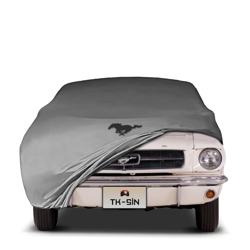 Indoor Autoabdeckung für Ford Mustang Cabrio 1 (1964–1967) mit Logo – maßgeschneidert & atmungsaktiv

