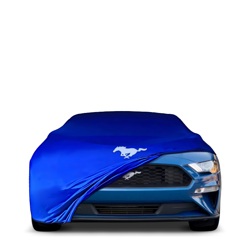 Indoor Autoabdeckung für Ford Mustang Cabrio 7 (ab 2023) mit Logo – maßgeschneidert & atmungsaktiv

